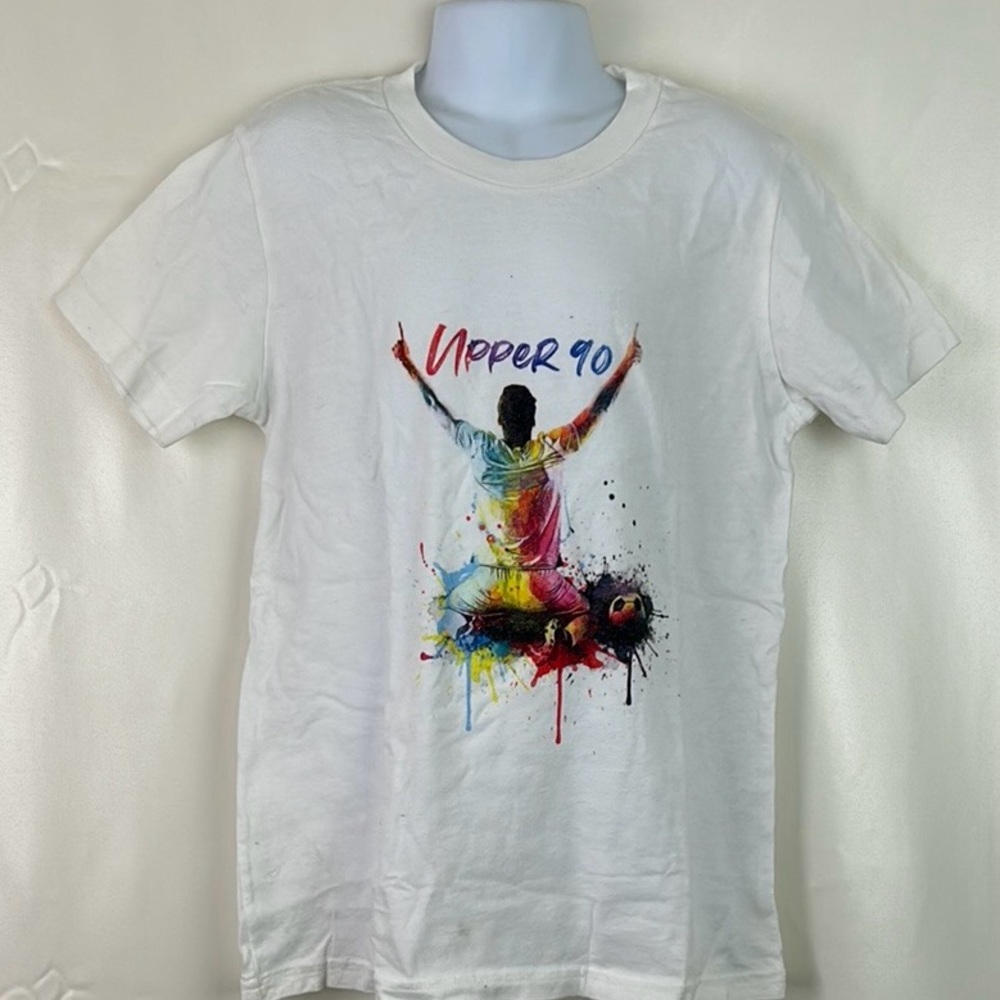 Boys Soccer Tshirts Sz 10-12 White pre loved condition.
